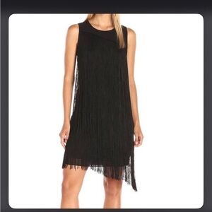 RACHEL Rachel Roy Black Asymmetrical Fringe Dress